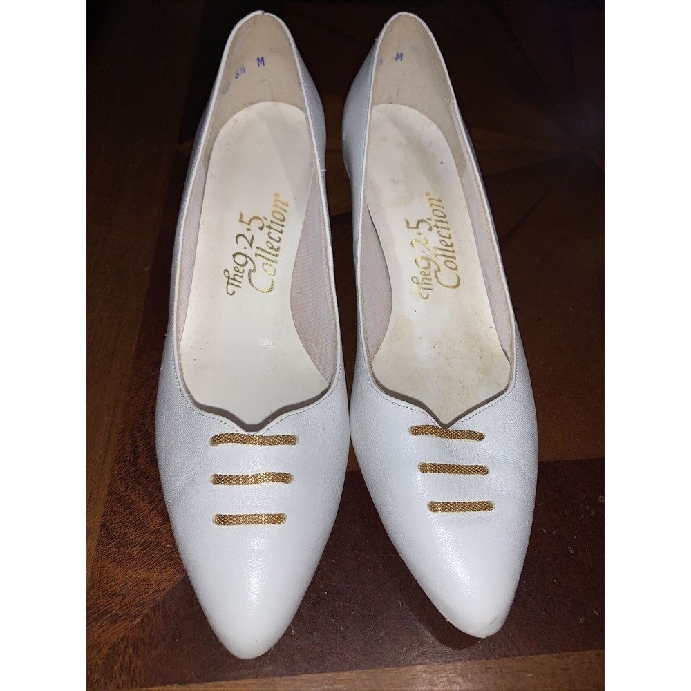 The 925 Collection White Heel Women’s Size 6.5 Gold Striped